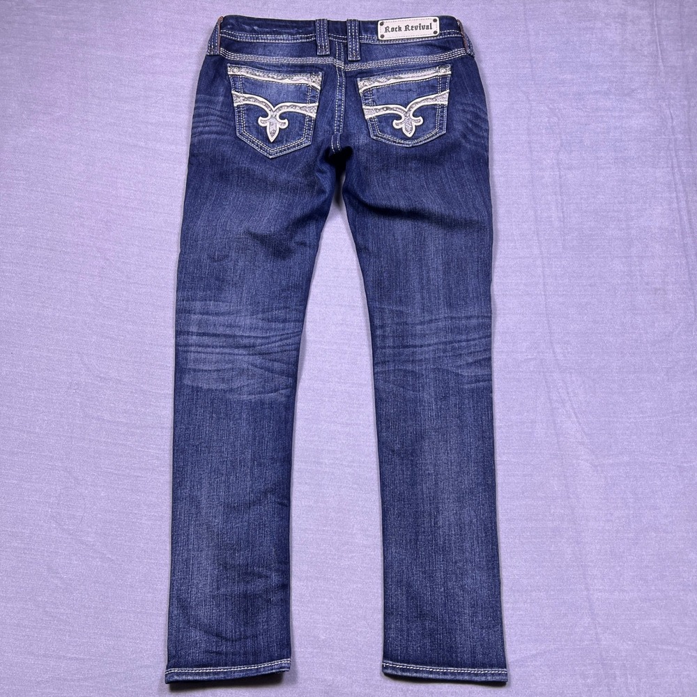 Rock Revival Lindsie Skinny Jeans Women 30 Dark‎ Wash Embellished Pockets